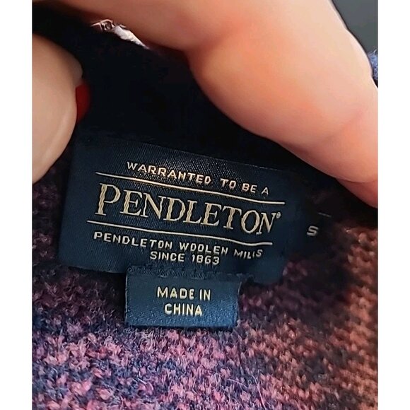 Pendleton Houndstooth Sweater Wool Women Size Small Heritage Old Money Navy Pink - Picture 6 of 8